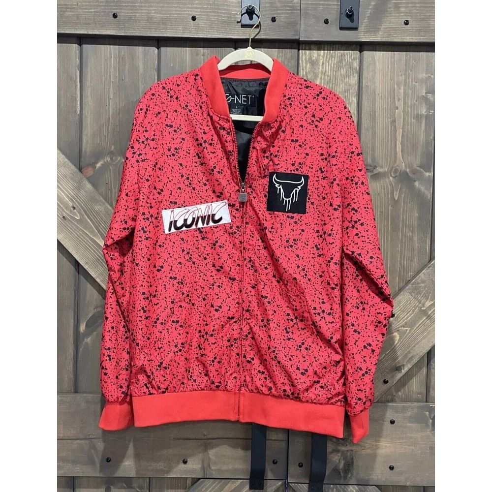 G-Net Vintage‎ Embroidered Iconic Men's Light Wind Breaker Jacket Red Size Large